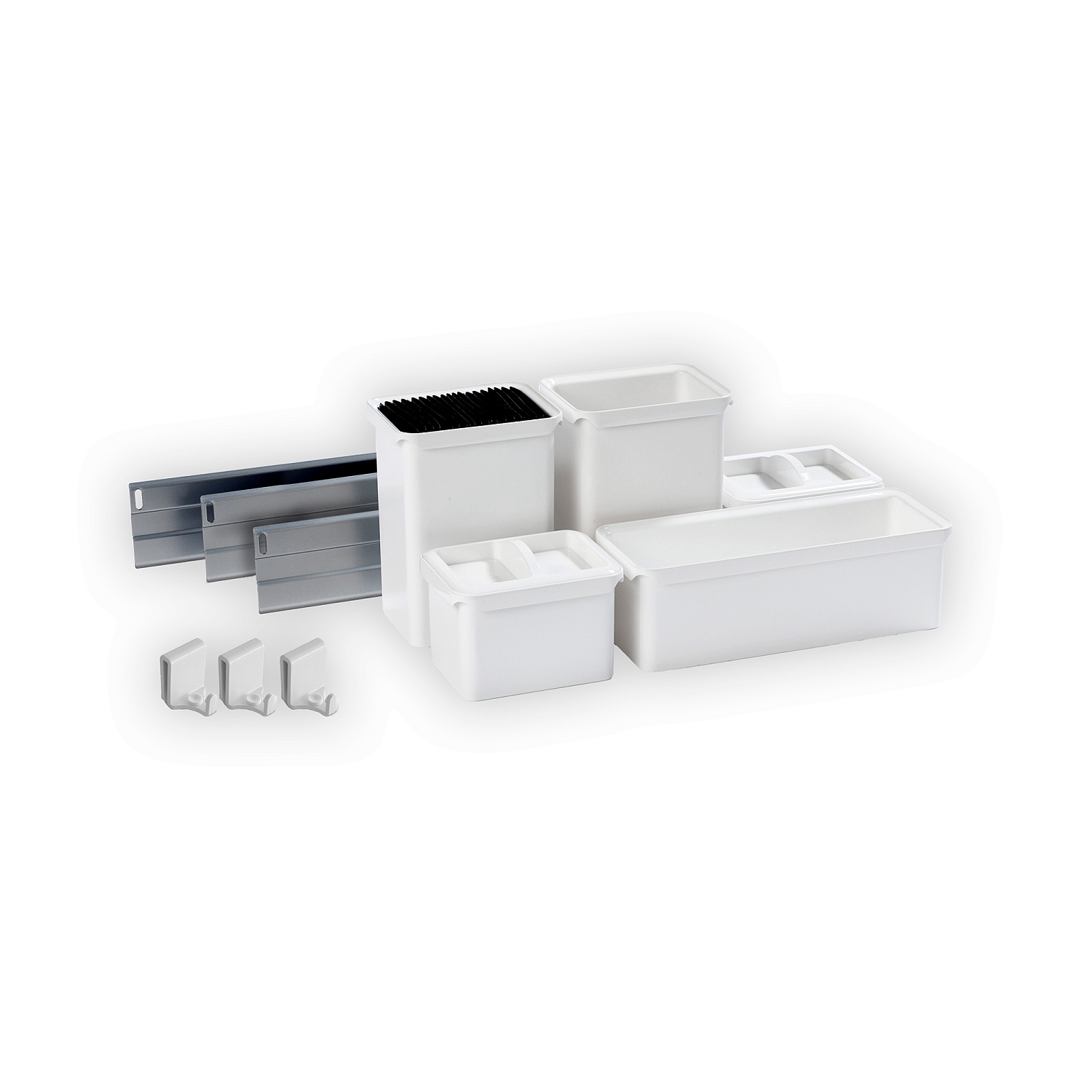 Набор емкостей №5 Юбокс, Диспенса / Диспенса Джуниор 300 мм ТИТАН/Белые